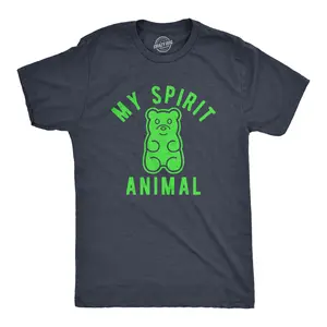 Mens Gummy Bear My Spirit Animal T Shirt Funny Candy Lover Graphic Novelty Tee Mens Funny T Shirts Cool Vintage Fashion T-Shirt Gift Classic Menswear Funny Food Short Sleeve Novelty Tees for Guys Navy