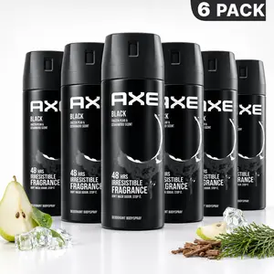 AXE Black Deodorant Body Spray 6 Pack Bundle (5oz / 150ml) - Frozen Pear & Cedarwood 48-Hour Fragrance
