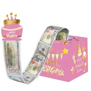 Birthday Themed Money Box, 1 Set Including 1 Count Funny Happy Birthday Box & 50pcs Clear Bag, Surprise Money Box for Birthday Party Anniversary, Party Favor