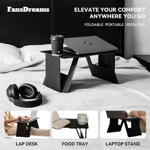 FansDreams Pi Foldable Lap Desk, Food Tray, Car Auto Truck Table, Portable Laptop Stand Desk, iPad Stand for Work From Home Office Improvement Decor, Couch, Sofa Table for Eating/Drinks/Snacks, Side End Tables for Living Room, Origami Design, PU Leather