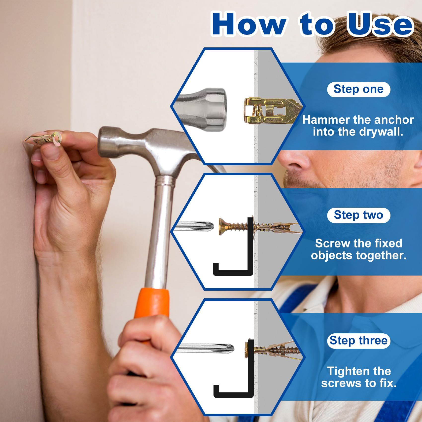 Upgraded 100 Pcs Self Drilling Drywall Anchors with Screws Kit, Zinc Plated Steel Sheetrock Anchors and Screws, No Drill Needed, Holds 66LB for TV, Shelf, Decor, Picture Frame Wall Mounting Self-Drilling Set Upgraded 100 Pcs Self Drilling Drywall Anchors with Screws Kit, Zinc Plated Steel Sheetrock Anchors and Screws, No Drill Needed, Holds 66LB for TV, Shelf, Decor, Picture Frame Wall Mounting Self-Drilling Set