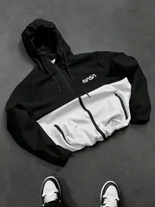 Menswear Unisex Color-Block Hooded Long-Sleeve Casual Jacket, Stylish Loose-Fit High-Street Workwear with NASA Print, Premium Durable Windproof Fabric, Reinforced Stitching, 13 Colorways, S-2XL Sizes
