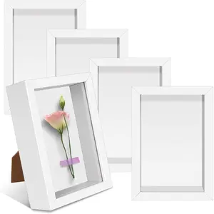 5 Pack 4" x 6" Shadow Box Frame, Small  Hollow Picture Frame with Clear  Front, 1" Deep Shadowbox Display Cases for Photos Dried  Seashell Memorabilia DIY Crafts Medals (White)