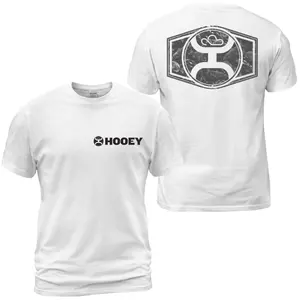 Hooey Black Logo T-Shirt, Western Ranch Graphic Tee With Front Chest Hooey Wordmark And Distressed Back Emblem, Rodeo Cowboy Casual Shirt Gift For Men and Women.
