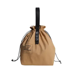 Thickened Simple Buckle Strap Insulated Lunch Bag, Japanese Style Cotton Linen Industrial Wind Canvas Picnic Bento Bag, Portable Lunch Bag