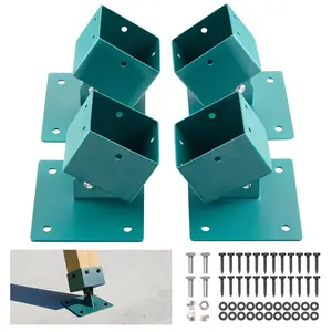 Swing Set Brackets, 4 Pack Heavy Duty Leveling Hardware for 4x4 Posts (Actual 3.6x3.6), 45°–60° Adjustable Angle Range, Stainless Steel Ground Anchor Kit for Uneven Grass and Wooden Ground, Outdoor Playground Stabilizers