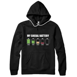 Personalized My Social Battery Low Energy Anti Social Introvert Gift Pullover Hoodie