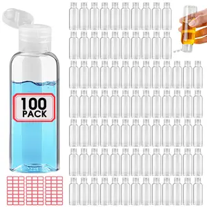 100 count Empty 3.4 oz Travel Bottles with Flip Cap Tsa Approved Leakproof Plastic Squeeze Small Shampoo Bottles for Toiletries Liquids Travel Essentials Containers for Lotion, Party favors, Bulk Gifting