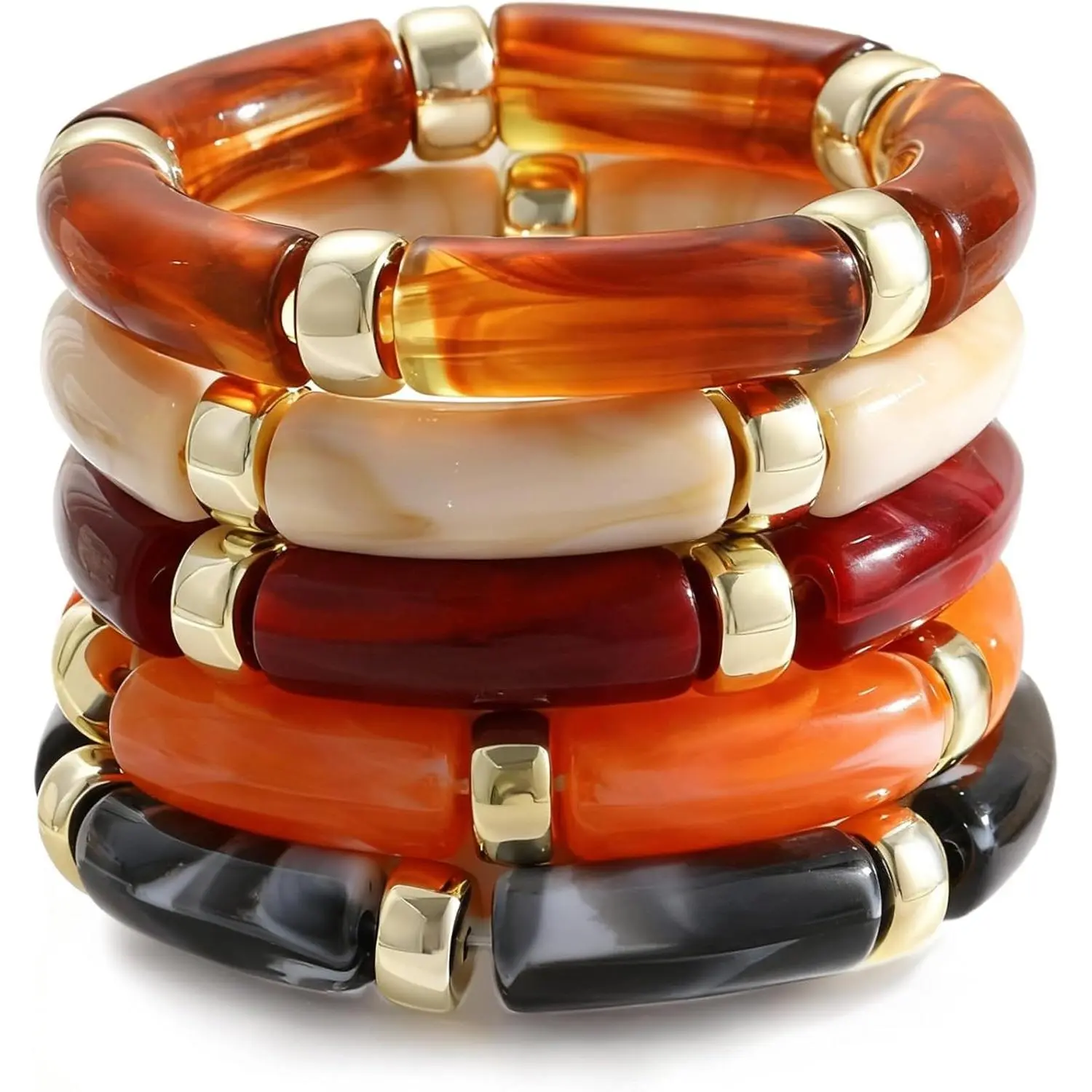 5pcs-orange & red & brown bangles