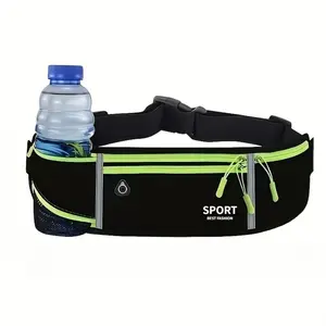 Premium Marathon Running Belt with Bottle Holder, High-Quality No-Bounce Waist Pack for Workout Fitness, Sweatproof Breathable Cell Phone Holder Pouch for Outdoor Jogging Cycling Travel, Sporty Men Gift