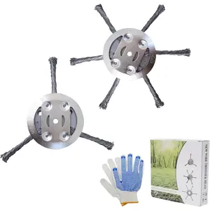 Hardware supplies 2PC 6 Inch Steel Wire Grass Trimmer Head for 5mm Aperture, String Trimmer Replacement Head for Electric Battery Powered Cordless String Trimmer, Weed Trimmer Head for Garden Sidewalk Pavement Cleaning