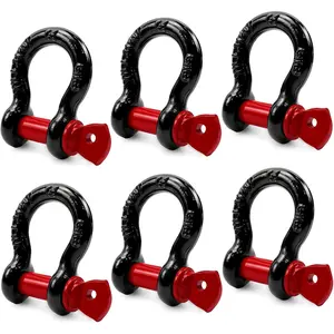 6 Pack 5/8" D Ring Shackles for Rigging, 3.25 Ton /7165 Lbs Capacity Shackles with 3/4" Pin for Tow Strap Winch Off Road  , Heavy Duty