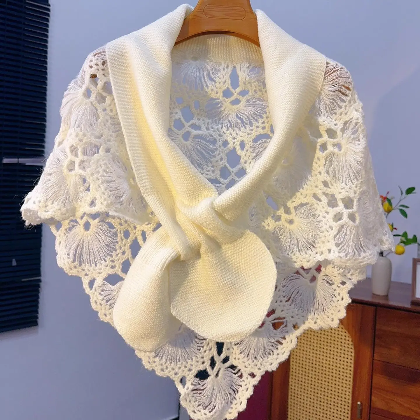 Women's Handknitted Hollow Cape Sweater - 3D Floral Pattern Crochet, Elegant Women's Clothes, Cozy Versatile Poncho Cloak Top Piece, Flowers, Standalone Piece, Knitwear, Lady