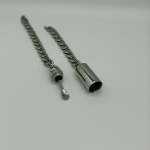 UNSN Bracelets - Silver Toned Chain with Unique Cylinder High Fashion Design & Mini Ear Spun Bracelet Gifts Water Resistant Unisex Accessory