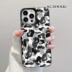Compatible for iPhone 17 16 E Pro Max 15 Plus 14 13 12 11 XS XR Case Monochrome Bape Camo Soft TPU Shockproof Protective CASE