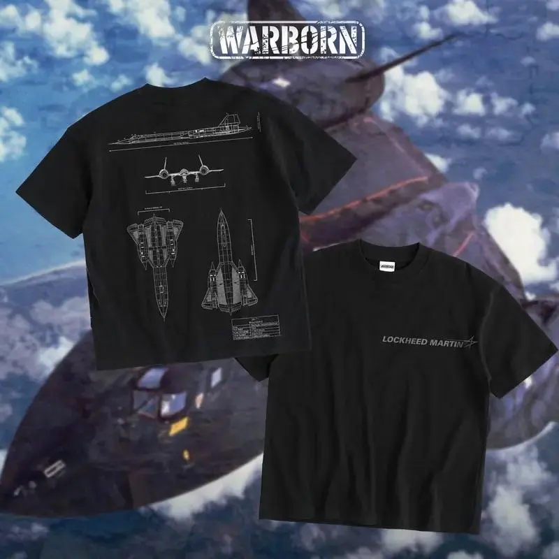 WARBORN SR71 Double Sides Heavy Cotton T-Shirt/Hoodie Vintage Graphic Military Enthusiast Streetwear Clothing Gift for Men Breathable Printing