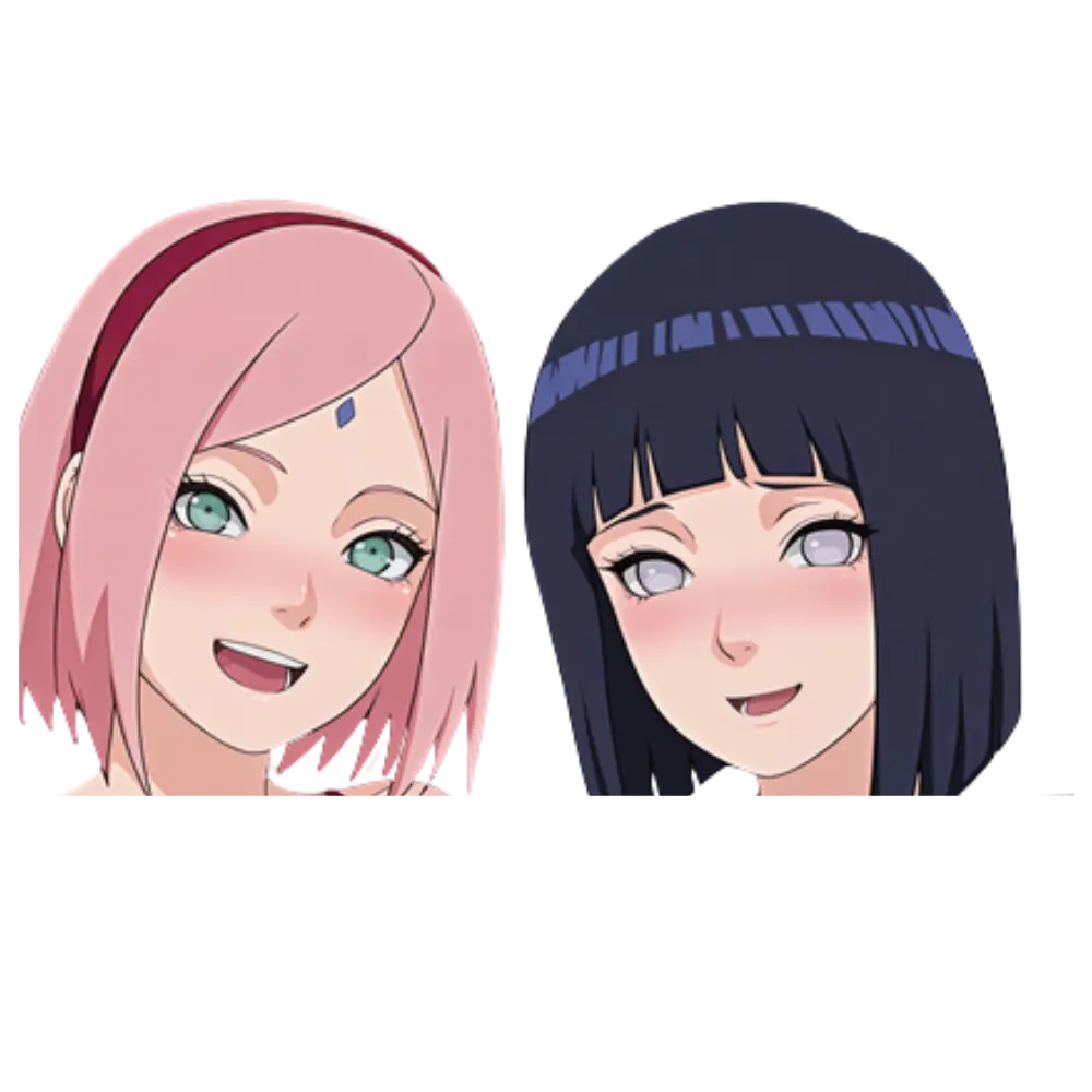 Pink and Lavender  Duo Vinyl Sticker, Elegant Anime Girl Character Decal, Glossy Waterproof Aesthetic Laptop Water Bottle Car Decor