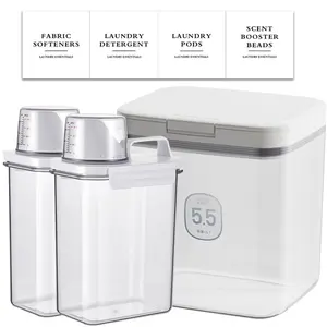 Bathroom Container Set 3PCS Laundry Room Organizer 2pcs Detergent Dispenser 1pc Pod Container for Liquid Powder Scent Booster Dryer Ball Storage Box