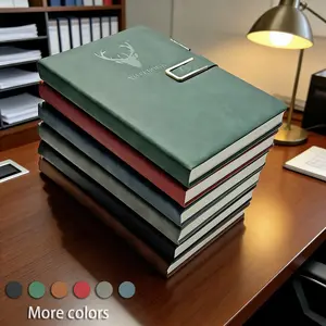 Chinsikol Vintage A5 Business Notebook, Reindeer Pattern Print, Thickened 360 Pages, Magnetic Buckle and Pen Slot, Premium Leather Cover