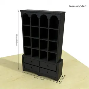 1:12 Scale Vintage Checkered Bookshelf Miniature Furniture - Realistic bookshelf suitable for BJD dollhouses, miniature scenes, desktop decorations, and photography props, plastic model bookcase