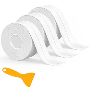 Caulk Tape Waterproof Self Adhesive for Bathtub White Caulk Strip Gap Filling Cuttable Toilet Trim Base Trim for Pool Edges Stain-Anti