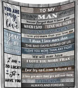 Gifts for Him Husband Boyfriend Throw Blanket, I Love You for Husband Boyfriend Birthday Gifts Ideas, Valentines Wedding for Him, to My Man Soft Blanket