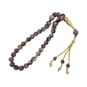 Elegant Black Glass Tasbih 33 Bead Islamic Prayer Rosary for Men and Women