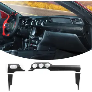 Carbon Fiber Center Console Dashboard Panel Trim Cover Kit Meter Frame Interior Decoration Accessories for Ford Mustang 2015-2022