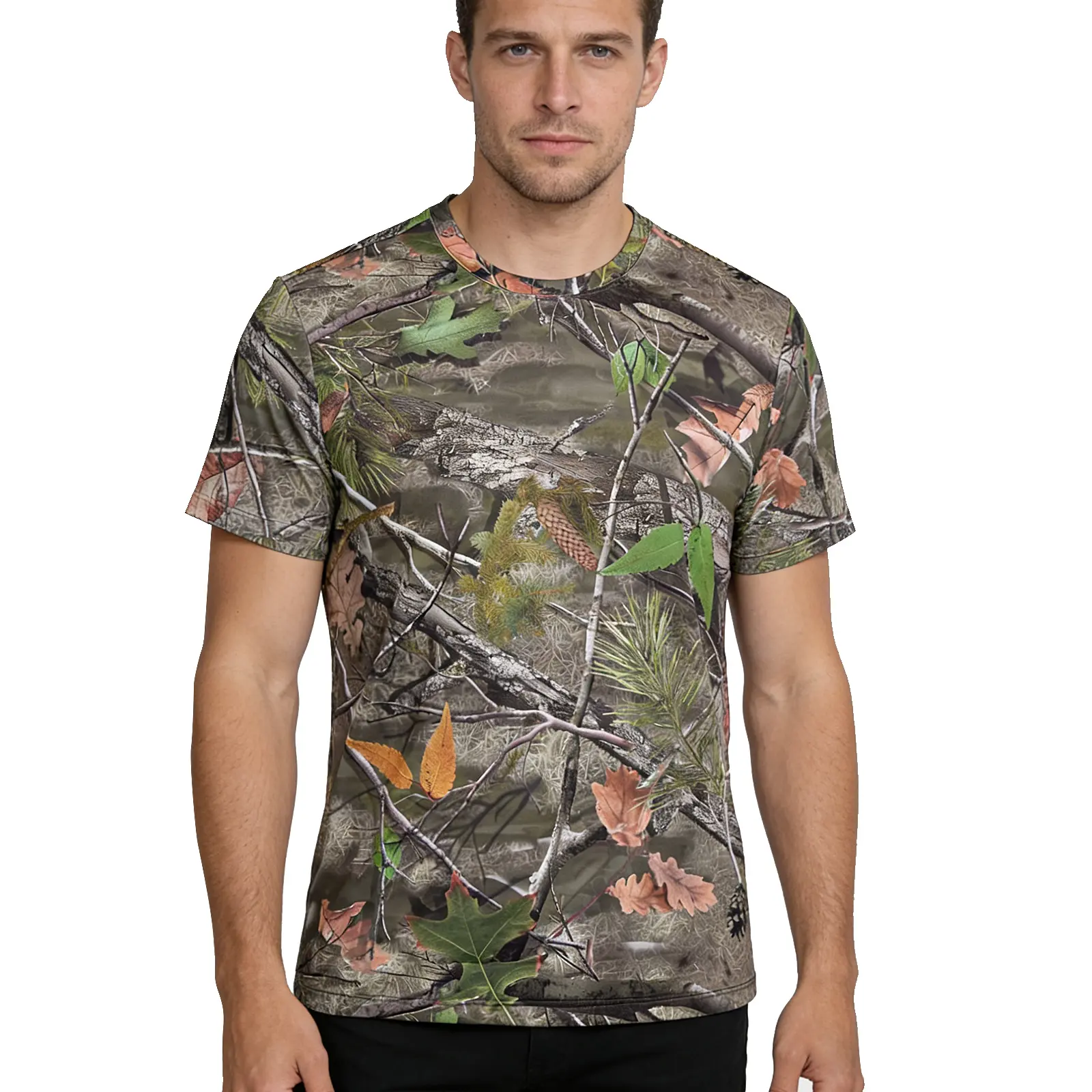 ARRIS Men's Ghost Veil Camouflage Performance Crew Neck Short Sleeve T-Shirt - Casual Athleisure Menswear with Drop Shoulder, 4-Way Stretch, UV Protection, Quick-Dry Cooling Fabric, Sporty Chic, Shortsleeve, Clothes, Athleisure Wear