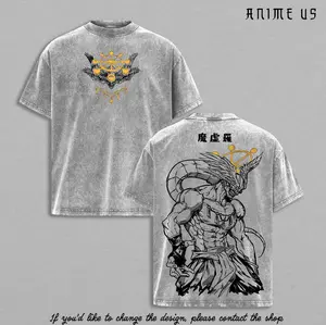 Mahoraga JJK Vintage Washed T-Shirt, Divine Shikigami Anime Graphic Tee, Oversized Soft Cotton Streetwear, Unisex Casual Apparel