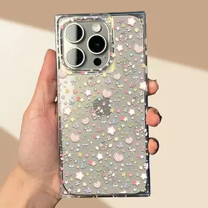 1 piece New stylish square design, love pattern, drop-proof and shockproof full-cover mobile phone case, suitable for iPhone 16 pro/16Pro Max/16 plus/15 Plus/15 pro/15pro max/14 Pro/14pro max/14 plus/13 pro/13pro max/12 pro max/12 pro.Great gift