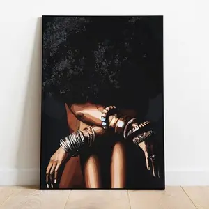Black Woman Art Wall Decor Photo Print - Artwork for Room Decoration with Inspirational Theme Hand Set Artistic