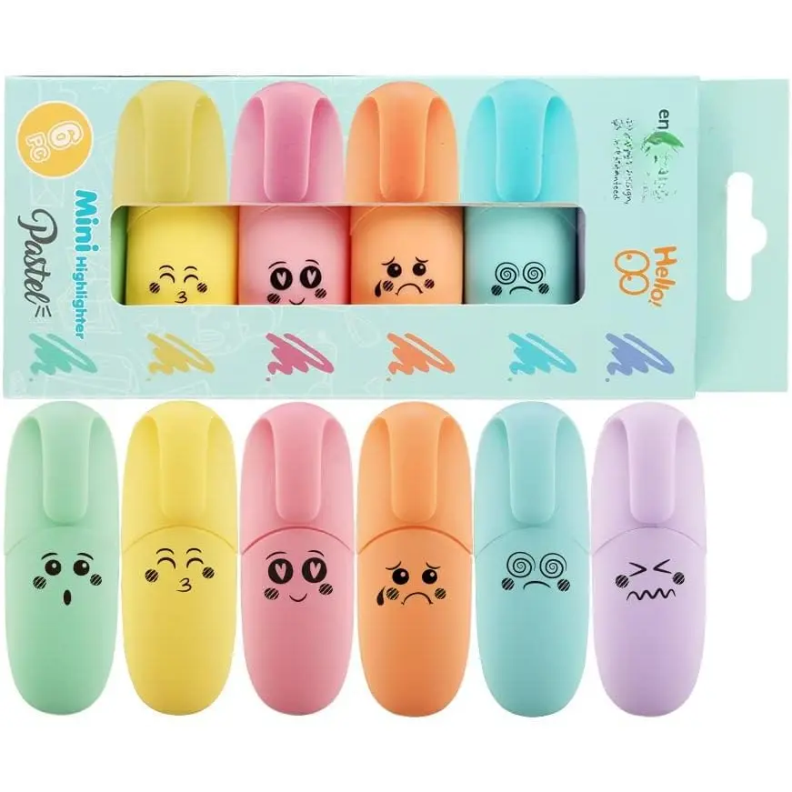 12 count Kawaii School Supplies Assorted Colors Cute Mini Highlighters Kawaii Design  Highlighter Marker Pen