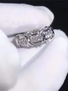 Eternal Moissanite Engagement Ring, Low Allergy D Color Vvs1 Clarity, Rainbow Bands, Perfect for Daily Wear & Gifts, Casual Style, All Seasons