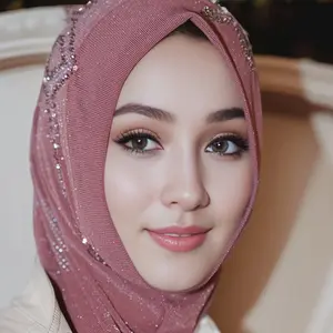 Elegant Handcrafted Rhinestone Hijab Turban Cap - Breathable Elastic Fitted Muslim Headscarf with Toggle Closure, Soft Knitting, and Comfortable Wear for Ramadan, Religious Themes, and Daily Life - Islamic Shawl Cap for Women