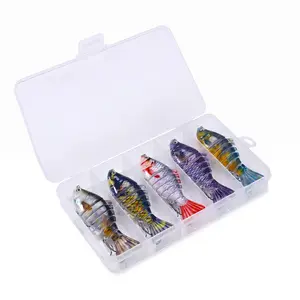 5Pcs All-Weather Multi-Jointed Fishing Lures, 3.8" Segmented Hard Swimbaits for Bass Fishing, Lifelike S-Curve Swimming Action Bait Kit