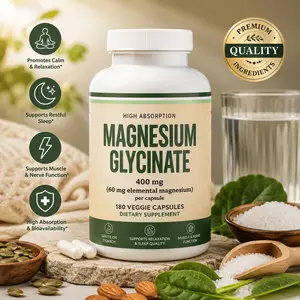 Magnesium Glycinate 400mg | 180 Capsules | Sleep, Muscle, & Heart Support | Vegan, Third Party Tested, Gluten Free, Non-GMO, by Double Wood Supplements