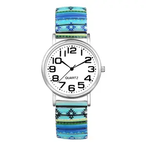 OIDEA Women's Quartz Analog Watch - Elastic Bohemian Printed Stainless Steel Expansion Strap, Large Numbers Easy Reader, 1 ATM Splash Resistant, Ideal for Boho & Business Casual Outfits (Watches for Women) summerwins