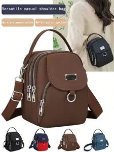Women's Elegant Backpack, Compact University & Travel Bag, Adjustable Straps, Multi-Layer Design, Hardware, Lightweight Polyester, Casual Lightweight Backpack, Travel Backpacks, Traveler Essentials Backpack