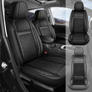For Chevy Silverado 2007-2025 Seat Covers 5 Seats or Front 2 Seats PU Leather Seat Protector Cushion