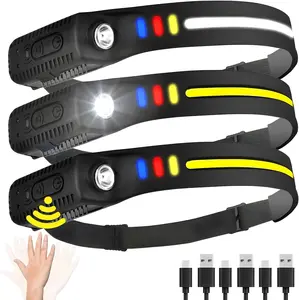 Valentine's Day Gift  Headlamp Rechargeable 3Pack/2Pack/1Pack, 230° Wide Beam Head Lamp LED with Motion Sensor for Adults - Camping Accessories Gear, Waterproof Head Light Flashlight for Hiking, Running, Fishing, Cycling