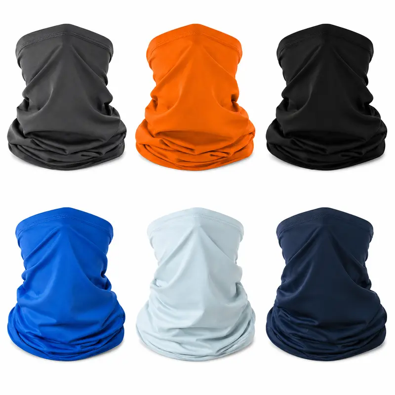 6 Pack Breathable Neck Gaiter Face Cover, Lightweight Balaclava Bandana UV Sun Protection Headwear for Men Women Outdoor Sports Cycling Hiking Fishing Protective Gear Athletic Face Masks