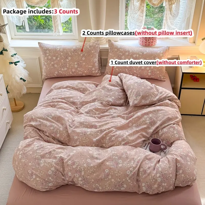 3-Piece Farmhouse Floral Bedding Set, Includes 1 duvet cover& 2 Pillowcases, Soft Bedding Sets, Comfy Bedding Set, Cozy Bedding Set, Theme Bedding Set, Breathable Fabric, All-Season Use, Easy Care, Perfect Gift