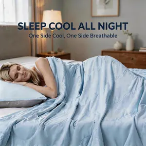 CANSUNCH Cooling Comforter - Soft Lightweight Blanket for Hot Sleepers, Breathable Queen/King Size Summervibes Blue Bedding, Ideal for Bed & Travel