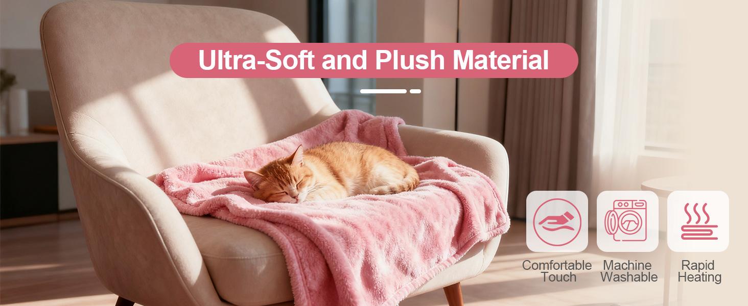 Portable USB Heated Blanket: Wearable Electric Poncho Shawl & 15s Fast Heating Wrap for Neck & Back (63"x33.5"), 3 Heat Levels, Machine Washable Soft Velvet for Office, Camping & Travel - Mother's Day & Birthday Gift