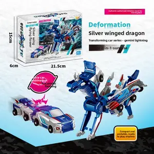 Collision Transformation Mars Deer 2-in-1 Silver Wing Flying Dragon Two Cars Flying Wing Pegasus Unicorn Transformation Boys Toy