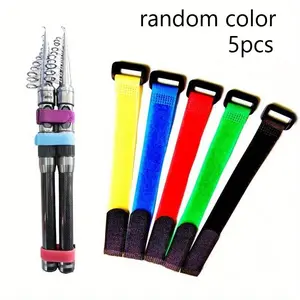 5pcs Fishing Rod Tie Holder Strap Suspender Fastener Hook Loop Ties Belt Fishing Rod Strapping Wrap Band Outdoor Fish Tool