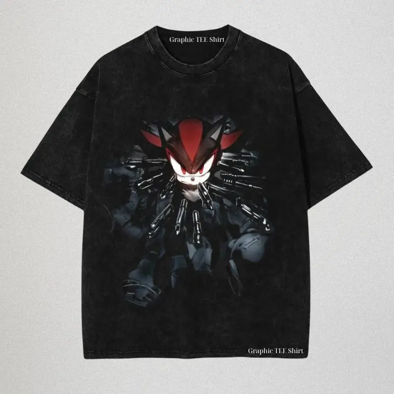 [Anime Figma Store] x Battle Center T-Shirt, Shadow the Hedgehog Shirt, Sonic Shirt, Unisex Graphic Tees Gothic Grunge Y2k Emo Scene Amity Affliction Style Clothes Menswear Womenswear Streetwear