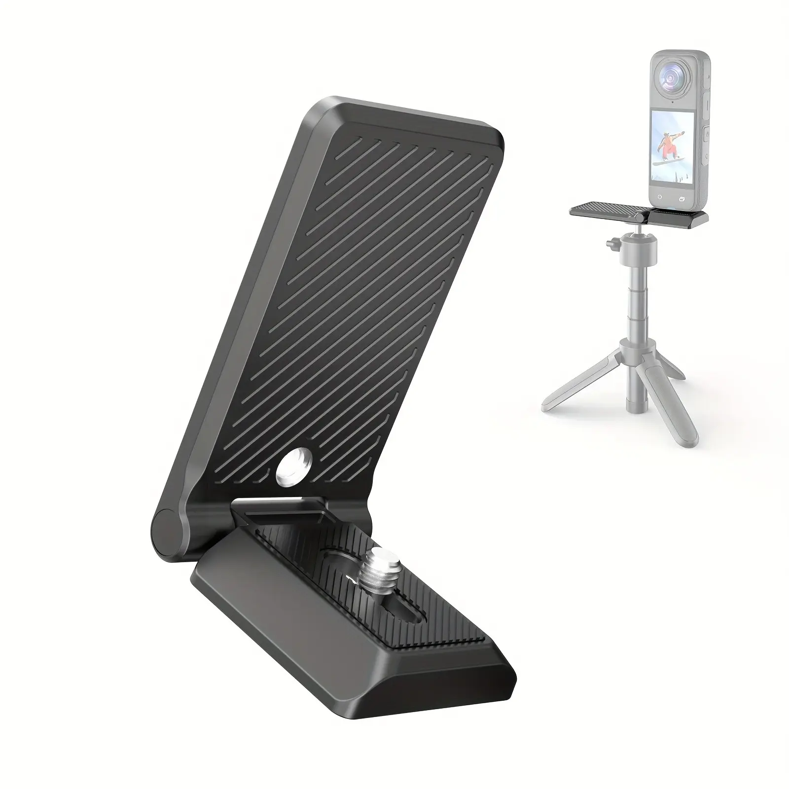 Foldable Magnetic L-Shaped Stand Base Mount Camera, Action Camera Mounts, 1/4 Inch Screw Hole, Compatible with Insta360, Dji Pocket 3, Gopro, Quick Release Tripod Adapter Accessories