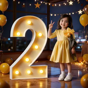 3FT Marquee Numbers Large Light Up Numbers 2nd 12th 21st Two Fast Birthday Decorations Graduation Decorations 2026 Big Yellow Light Outdoor Anniversary Decorations Balloon Arch Kit Party Backdrop 2